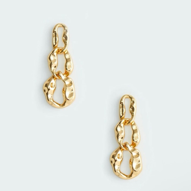 8 Other Reasons Hammered Gold Link Earrings 15$